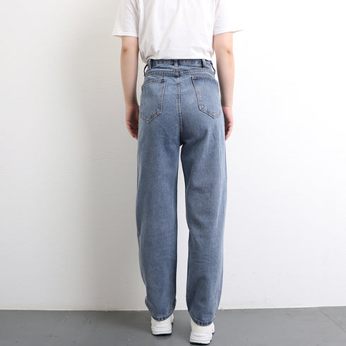 ハイウエスト タックデニムパンツ 韓国 レディース ストレートデニム ワイドパンツ 春夏秋冬 ゆったり ジーンズ ジーパン 股上深め こなれ感 デニム おしゃれ 80YT-014