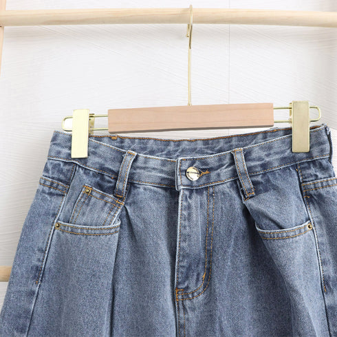 ハイウエスト タックデニムパンツ 韓国 レディース ストレートデニム ワイドパンツ 春夏秋冬 ゆったり ジーンズ ジーパン 股上深め こなれ感 デニム おしゃれ 80YT-014