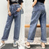 ハイウエスト タックデニムパンツ 韓国 レディース ストレートデニム ワイドパンツ 春夏秋冬 ゆったり ジーンズ ジーパン 股上深め こなれ感 デニム おしゃれ 80YT-014