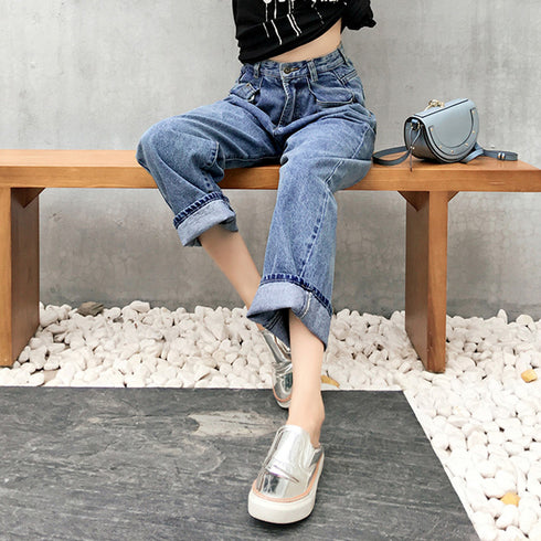 ハイウエスト タックデニムパンツ 韓国 レディース ストレートデニム ワイドパンツ 春夏秋冬 ゆったり ジーンズ ジーパン 股上深め こなれ感 デニム おしゃれ 80YT-014