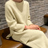 韓国ニットセットアップ レディース 秋冬 ニットアンサンブル スリット リブニットトップス 長袖 カジュアル ニットセミワイドパンツ 上下セット 30代40代 80YT-024