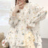 セットアップルームウェア 花柄ワンピース 夏服 可愛いパジャマ 半袖 レディース ショートパンツ 長袖トップス ロングパンツ ロングガウン ナイトウエア 3タイプ 80YUNHE-002