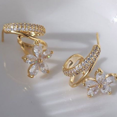 ピアス 花モチーフ レディース きらきら おしゃれ アクセサリー ゴールド きれいめ 耳飾り お呼ばれ ジュエリー 結婚式 パーティー 韓国ファッション上品 清楚 80YUNNIAN-003