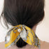 スカーフ シュシュ ヘアゴム 蝶結び スカーフ シュシュ ヘアゴム 蝶結び リボン ヘアアクセサリー フラワープリント 髪飾り フェイクパール まとめ髪 80YUS-001
