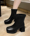 ショートブーツ レディース 裏起毛ブーツ 厚底ブーツ ハイヒール アンクルブーツ 歩きやすい スリム 韓国風 内ボア 太ヒールブーティ 秋冬美脚シューズ きれいめ 80YYI-001