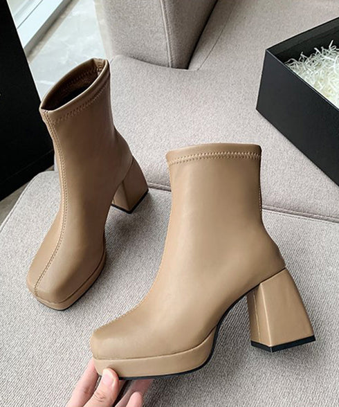 ショートブーツ レディース 裏起毛ブーツ 厚底ブーツ ハイヒール アンクルブーツ 歩きやすい スリム 韓国風 内ボア 太ヒールブーティ 秋冬美脚シューズ きれいめ 80YYI-001