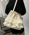 ティアードフリルトートバッグ キャンバス 大きめ 巾着バッグ 異素材切り替え マザーズバッグ 通勤通学肩掛けバッグ カジュアル 大容量bag 韓国風 手提げバッグ 80ZCFX-007