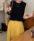 サマーニットタンクトップ 背中開き 夏服 前後2WAYリブニット ノースリーブトップス レディース ラウンドネックプルオーバー バックオープンニットソー きれいめ 80ZHONGYI-002