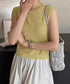 サマーニットタンクトップ 背中開き 夏服 前後2WAYリブニット ノースリーブトップス レディース ラウンドネックプルオーバー バックオープンニットソー きれいめ 80ZHONGYI-002