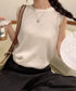 サマーニットタンクトップ 背中開き 夏服 前後2WAYリブニット ノースリーブトップス レディース ラウンドネックプルオーバー バックオープンニットソー きれいめ 80ZHONGYI-002