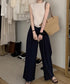 サマーニットタンクトップ 背中開き 夏服 前後2WAYリブニット ノースリーブトップス レディース ラウンドネックプルオーバー バックオープンニットソー きれいめ 80ZHONGYI-002