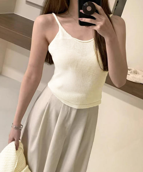 メッシュカーディガン キャミソールセット Uネックニットキャミ 透かし編みカーディガン 薄手ニットアンサンブル リボンカーディガン 長袖ニット着回し春夏服 韓国風 80ZHONGYI-003