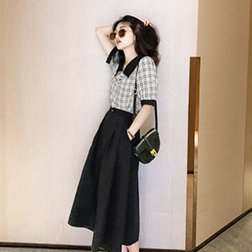 グレンチェック 柄 シャツ ブラウス 夏 パフスリーブ 半袖 レディース トップス 5分袖 襟付き 大人可愛い きれいめ 韓国ファッション 80ZHUIMENG-017