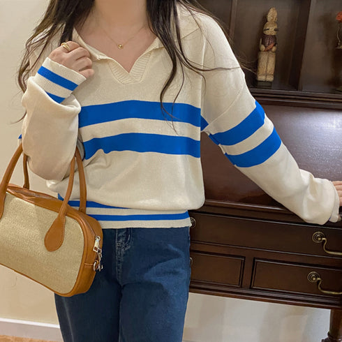 ニットトップスVネック 襟付きニット レディースVネック ニットセーター 秋冬 ニットソー 着やせ ニットウェア プルオーバー ゆったりトップス 81ANHE-002