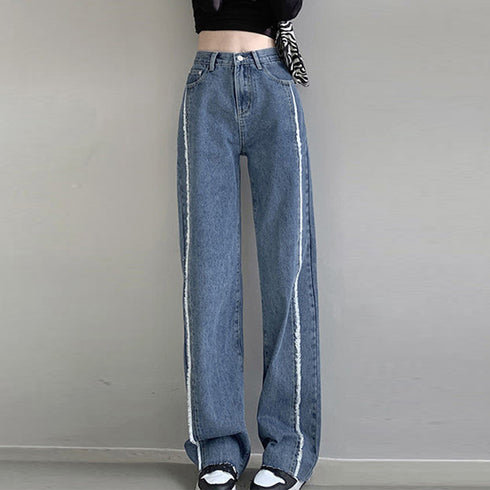 デニム ワイドパンツ ハイウエスト 脚長 レディース ゆったり ストレートパンツ 美脚 おしゃれ ロングパンツ カジュアル 春秋冬 81ANHE-027