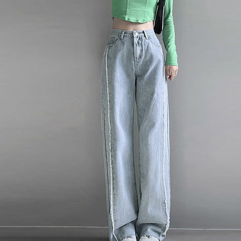 デニム ワイドパンツ ハイウエスト 脚長 レディース ゆったり ストレートパンツ 美脚 おしゃれ ロングパンツ カジュアル 春秋冬 81ANHE-027