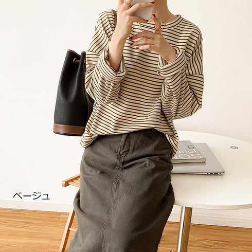 Tシャツ レディース トップス 長袖 薄手 Tシャツ クルーネック レディース 長袖 カジュアル プルオーバー 体型カバー 大人女子 81ANHE-016