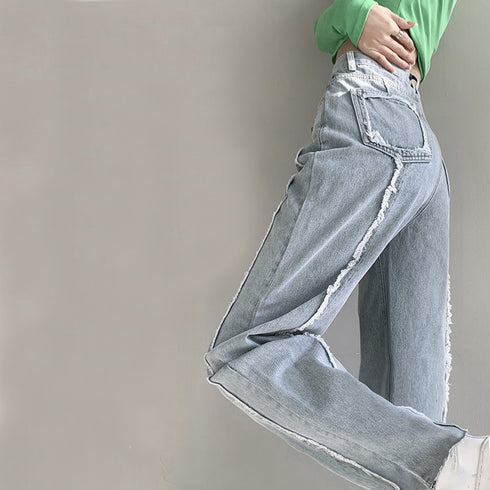 デニム ワイドパンツ ハイウエスト 脚長 レディース ゆったり ストレートパンツ 美脚 おしゃれ ロングパンツ カジュアル 春秋冬 81ANHE-027