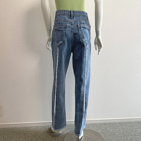 デニム ワイドパンツ ハイウエスト 脚長 レディース ゆったり ストレートパンツ 美脚 おしゃれ ロングパンツ カジュアル 春秋冬 81ANHE-027