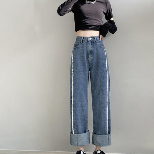 デニム ワイドパンツ ハイウエスト 脚長 レディース ゆったり ストレートパンツ 美脚 おしゃれ ロングパンツ カジュアル 春秋冬 81ANHE-027