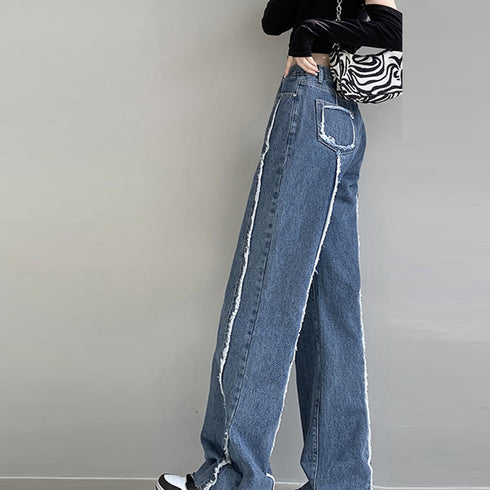 デニム ワイドパンツ ハイウエスト 脚長 レディース ゆったり ストレートパンツ 美脚 おしゃれ ロングパンツ カジュアル 春秋冬 81ANHE-027