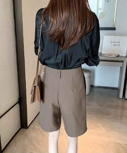 シャツブラウス 襟付き 長袖 レディース 大人かわいい トップス オフィスカジュアル Vネックシャツ 体型カバー 春秋夏服 着やせ ゆったりブラウス 無地 韓国風 81KAISL-005