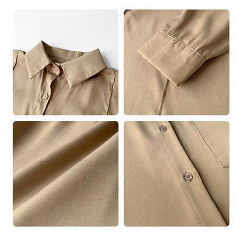 シャツブラウス 襟付き 長袖 レディース トップス オフィスカジュアル Vネックシャツ 春秋夏 長袖 体型カバー 着やせ 無地 ゆったりブラウス 81KAISL-005