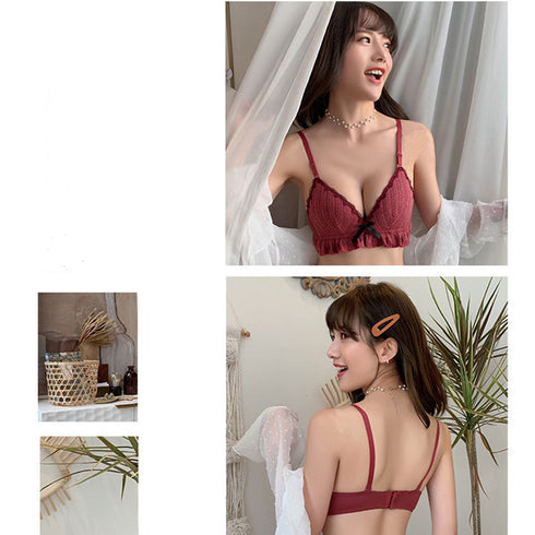 ブラジャーショーツセット ブラジャーショーツセット ノンワイヤーブラ らくらく盛れる ビスチェ 大人可愛い 美胸 上下セット 81XINYX-003