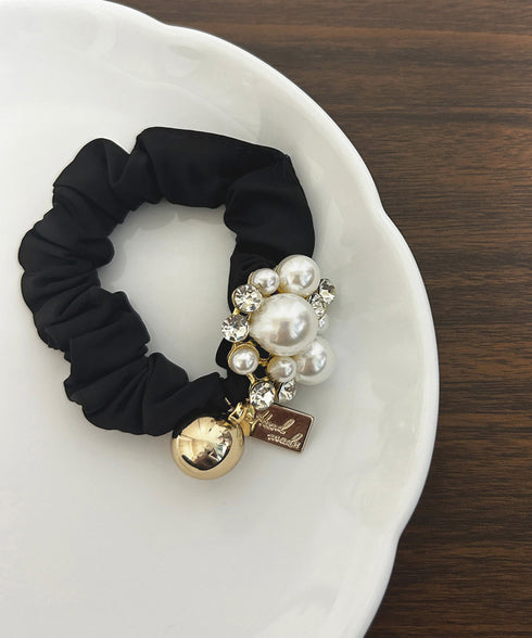 パール ヘアアクセサリー レディース 髪飾り 髪留め ラインストーン おしゃれ 大人可愛い きらきら 大人っぽい お洒落 小物 まとめ髪 太め ヘアゴム 82HARU-015