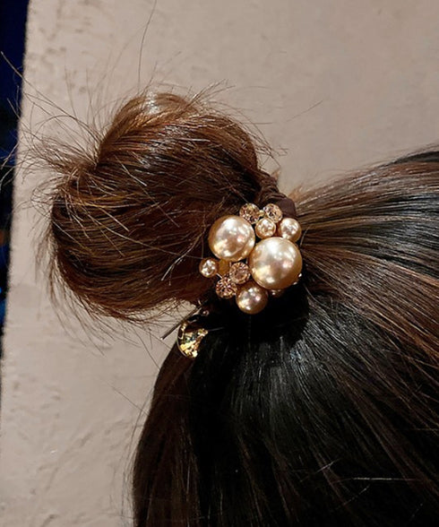 パール ヘアアクセサリー レディース 髪飾り 髪留め ラインストーン おしゃれ 大人可愛い きらきら 大人っぽい お洒落 小物 まとめ髪 太め ヘアゴム 82HARU-015