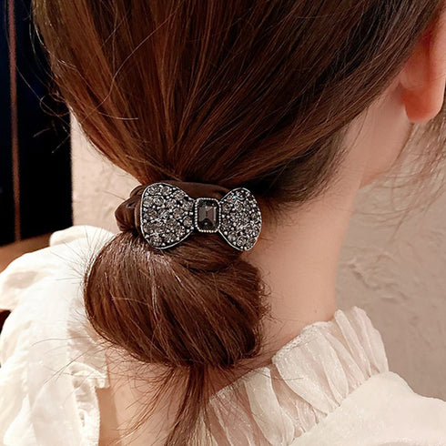 ヘアゴム ヘアリング キラキラ シュシュ レディース 大人可愛い ヘアアクセサリー おしゃれ リボン 髪留め 髪飾り お洒落 ラインストーン まとめ髪 オルチャン 82HARU-016