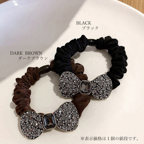 ヘアゴム ヘアリング キラキラ シュシュ レディース 大人可愛い ヘアアクセサリー おしゃれ リボン 髪留め 髪飾り お洒落 ラインストーン まとめ髪 オルチャン 82HARU-016