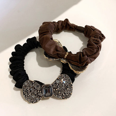 ヘアゴム ヘアリング キラキラ シュシュ レディース 大人可愛い ヘアアクセサリー おしゃれ リボン 髪留め 髪飾り お洒落 ラインストーン まとめ髪 オルチャン 82HARU-016