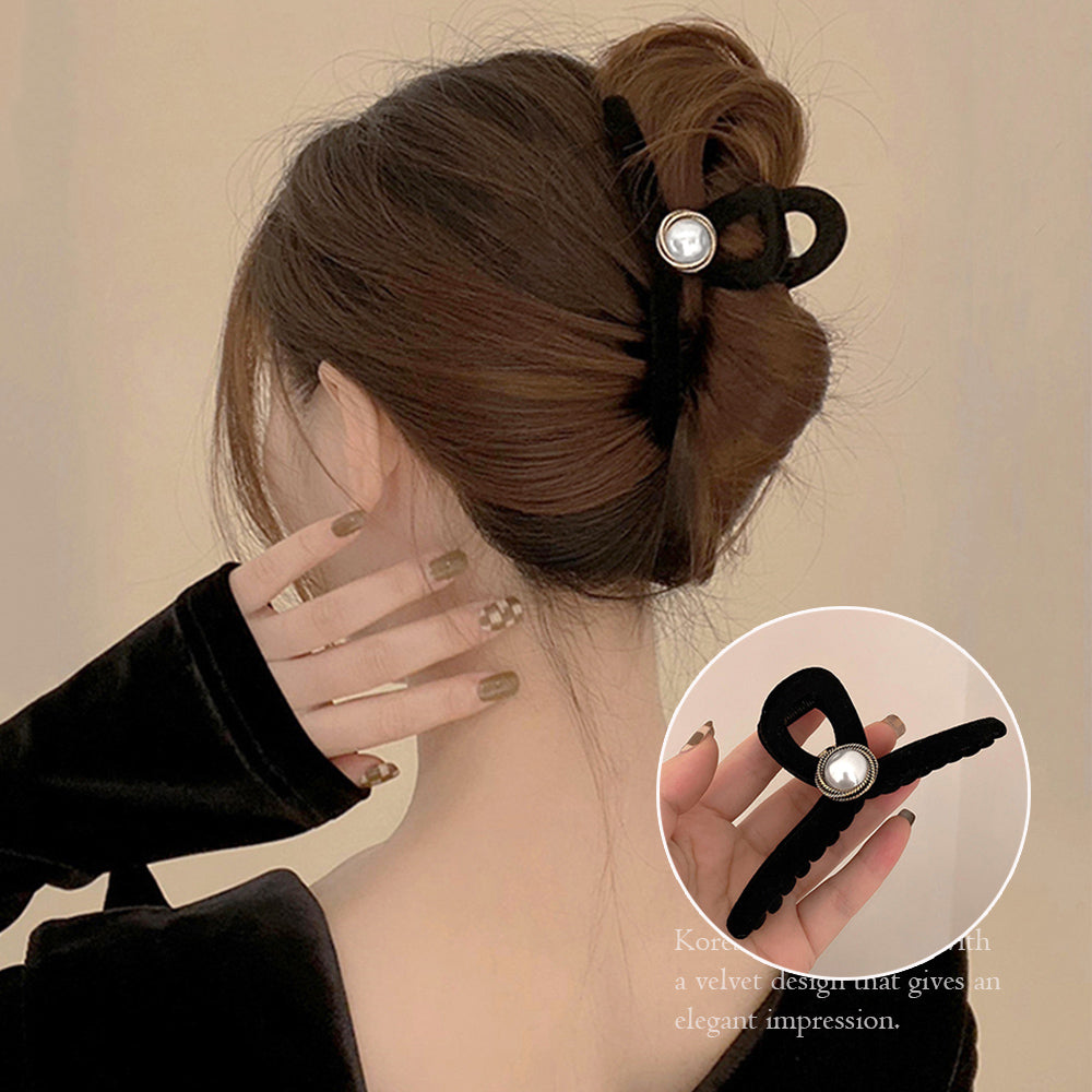 ヘアクリップ レディース 黒 ベルベット