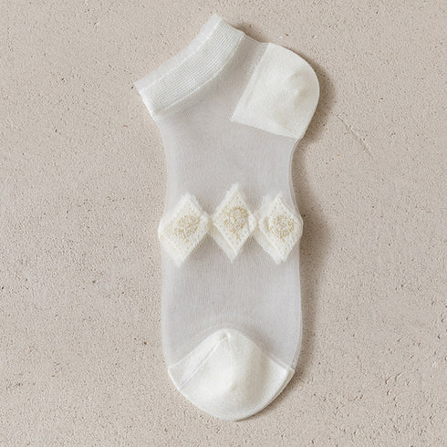 シースルーソックス 花柄 レース女性用 おしゃれ 涼しい アンクル丈 レディース 婦人靴下 薄手 通気性 ショートソックス カジュアル 透け感 通勤 通学 82XJ-001