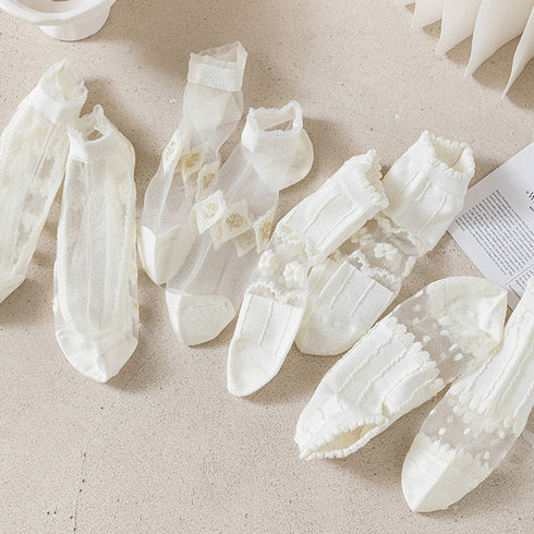 シースルーソックス 花柄 レース女性用 おしゃれ 涼しい アンクル丈 レディース 婦人靴下 薄手 通気性 ショートソックス カジュアル 透け感 通勤 通学 82XJ-001