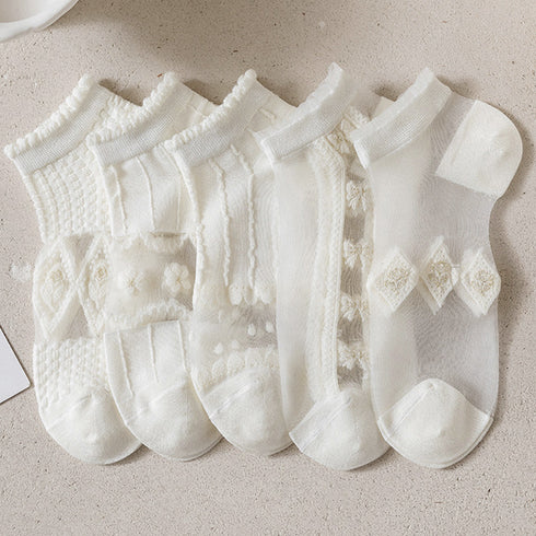 シースルーソックス 花柄 レース女性用 おしゃれ 涼しい アンクル丈 レディース 婦人靴下 薄手 通気性 ショートソックス カジュアル 透け感 通勤 通学 82XJ-001