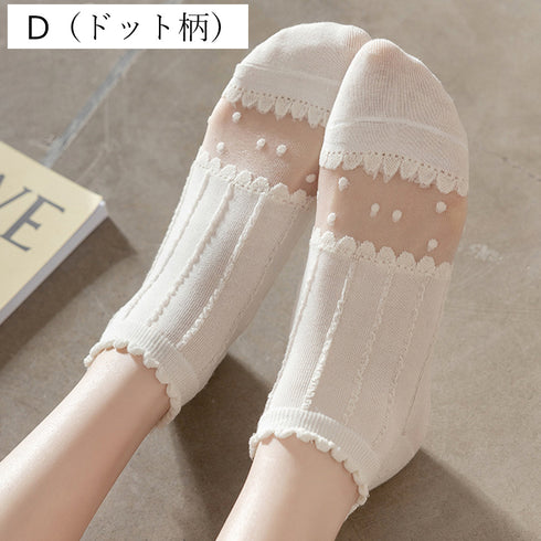 シースルーソックス 花柄 レース女性用 おしゃれ 涼しい アンクル丈 レディース 婦人靴下 薄手 通気性 ショートソックス カジュアル 透け感 通勤 通学 82XJ-001