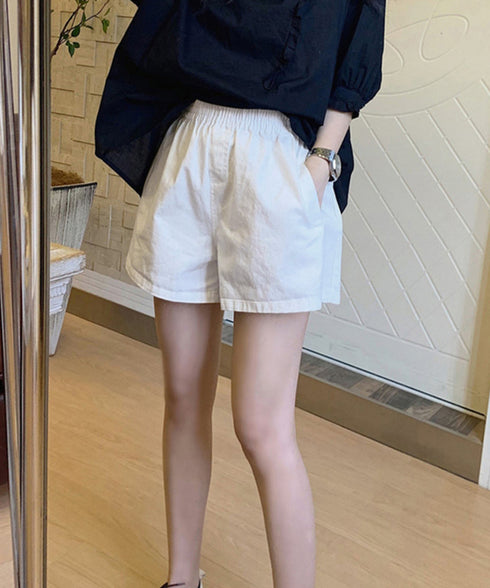 ショートパンツ レディース美脚ショーパン ポケット付き 着やせ 短パン ハイウエスト 夏ボトムス ベーシックショーパン ウエストゴム カジュアルパンツ無地 涼しげ 83CHENXN-004