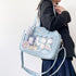痛バッグ ショルダースクールバッグ高校生 可愛い 2WAY スクールBAG 肩掛け PUレザー 斜め掛けかばん クリア 学生カバン トートバッグ通学バッグA4韓国 83HANC-001