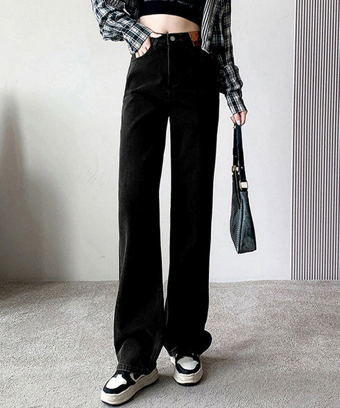 裏起毛デニムパンツ 暖かいジーンズ 厚手 ハイウエストストレートパンツ レディース裏ボアロングパンツ カジュアル 美脚脚長レトロデニム 着やせ あったかパンツ秋冬 83HSHUNI-001