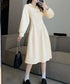 ハーフジップワンピース長袖ウエストタック レディース 襟付きワンピース 体型カバー Aラインワンピ きれいめカジュアル 無地オシャレ 大人上品フレアワンピース春秋 83KMIER-003