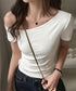 ワンショルダーTシャツオフショルダー夏服 レディース 片肩オフショルカットソー 無地 大人カジュアル セクシー tシャツ お洒落 夏トップス 肩出しカットソー半袖 83LYQYZ-002