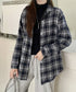 レディースチェックシャツブラウスレトロ風 大人カジュアル チェック柄シャツ ゆったりシャツカーディガン 長袖ライトアウター 体型カバー羽織り韓国風ビッグシャツ四季 83OUQING-002