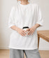 オーバーサイズTシャツ無地半袖レディース ゆったり おしゃれカットソー クルーネック ビッグtシャツ 大人カジュアルトップス 五分袖 体型カバー夏服 韓国風楽ちん 83QIANHUI-001