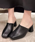 ミュールパンプス 太ヒール靴スクエアトゥ 履きやすい チャンキーヒールパンプス 歩きやすい かかとなしパンプス オフィスカジュアル おしゃれ サボサンダル 安定感 83RAJL-018