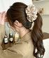 パールバナナクリップサテン風ヘアクリップ しっかり留まる大きめ髪留め 韓国風ヘアアクセサリー大人可愛い おしゃれハーフアップ 簡単ヘアアレンジグッズ ポニーテール 83SUIMIN-001