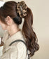 パールバナナクリップサテン風ヘアクリップ しっかり留まる大きめ髪留め 韓国風ヘアアクセサリー大人可愛い おしゃれハーフアップ 簡単ヘアアレンジグッズ ポニーテール 83SUIMIN-001