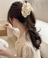 パールバナナクリップサテン風ヘアクリップ しっかり留まる大きめ髪留め 韓国風ヘアアクセサリー大人可愛い おしゃれハーフアップ 簡単ヘアアレンジグッズ ポニーテール 83SUIMIN-001