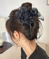 チュールバンスクリップリボンヘアクリップ バンスクリップ大きめ ビッグヘアクリップ ボリュームヘアアクセサリー 韓国風ヘアクリップ 大人可愛いヘアアクセ上品髪飾り 83SUIMIN-002